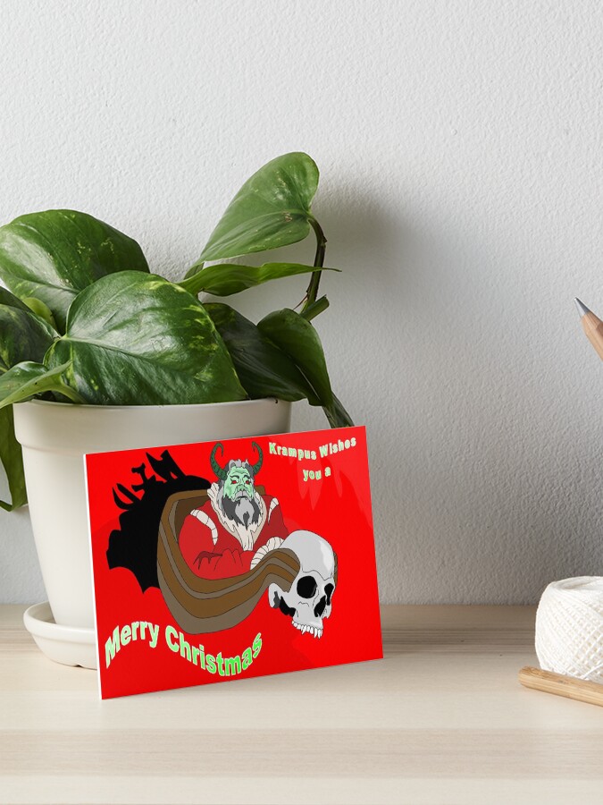 Thumbnail 1 of 2, Art Board Print, Krampus wishes you a Merry Christmas designed and sold by EzrasTrinkets.