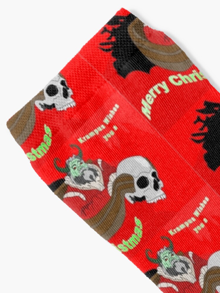 Thumbnail 2 of 5, Socks, Krampus wishes you a Merry Christmas designed and sold by EzrasTrinkets.