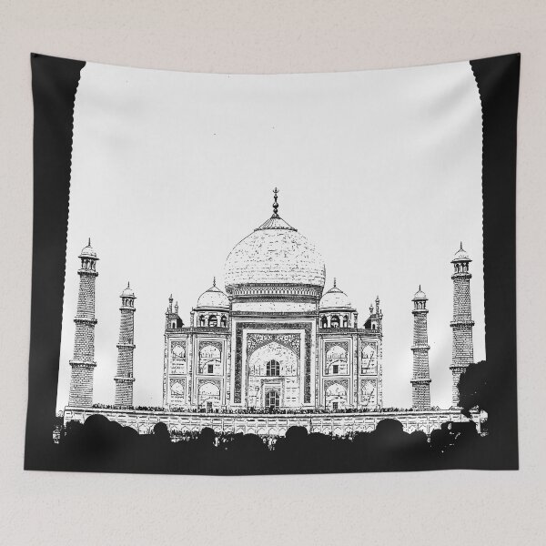 Item preview, Taj Mahal Agra, India, image converted to line drawing, modern art, wall art, print, personalised gifts, custom printed gifts designed and sold by CameraDesign.