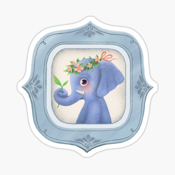 Funny framed Elephant, whimsical and cute Sticker