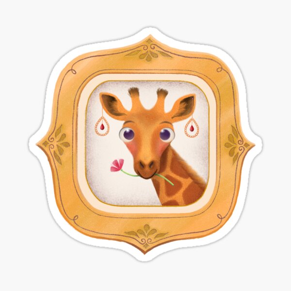 Funny framed giraffe, whimsical and cute Sticker