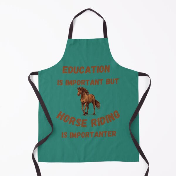 Artikelvorschau, Bildung ist wichtig, aber Reiten ist wichtiger Braunes Pferd und braune Buchstaben in Blaugrün entworfen und verkauft von LuckyKermit.