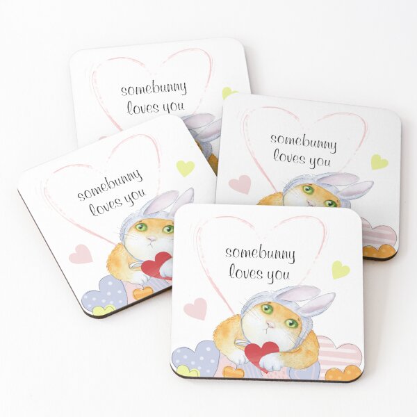 Item preview, Some Bunny Loves You Cute Cat Watercolor designed and sold by inga-ra.