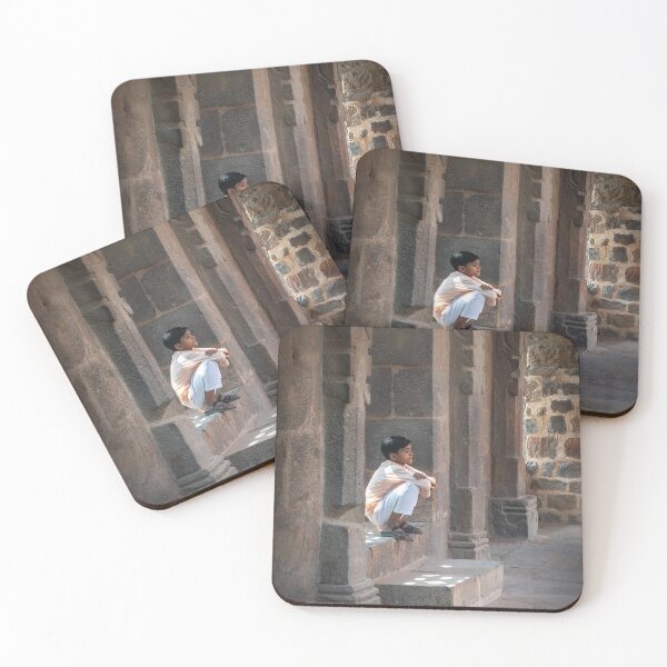 Item preview, Indian Boy in White Sitting on Temple Steps designed and sold by Tony North.