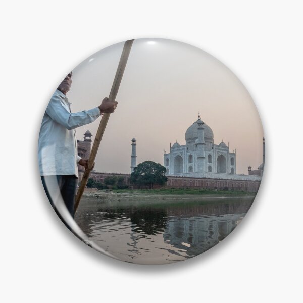 Item preview, Man Punting Boat on Yamuna River with Taj Mahal designed and sold by Tony North.