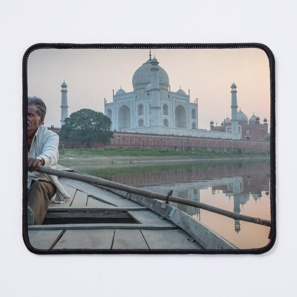 Item preview, Man Rowing Boat on Yamuna River with Taj Mahal designed and sold by Tony North.