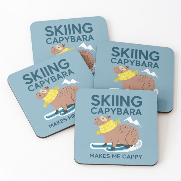 Item preview, Skiing Capybara funny quote, Skiing capybara makes me cappy designed and sold by KlaraMacinka.