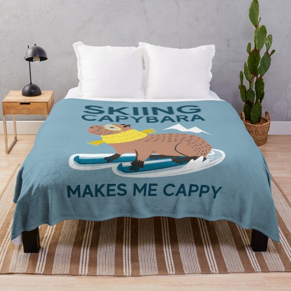 Item preview, Skiing Capybara funny quote, Skiing capybara makes me cappy designed and sold by KlaraMacinka.