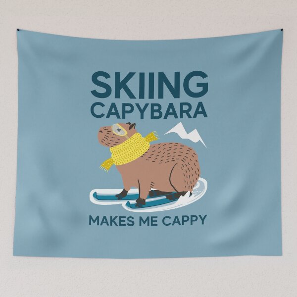 Item preview, Skiing Capybara funny quote, Skiing capybara makes me cappy designed and sold by KlaraMacinka.