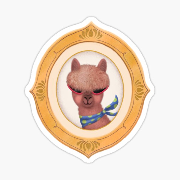 Funny framed Lama, whimsical and cute Sticker