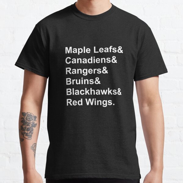 Original six 6 NHL Hockey Boston Bruins, Chicago Black Hawks, Detroit Red  Wings, Montreal Canadiens, Men's T-Shirt