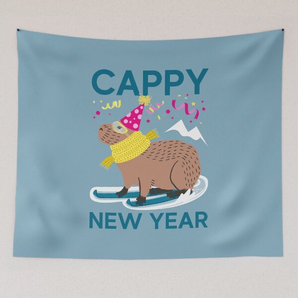 Item preview, Funny Happy New Year Capybara, funny new year capybara pun designed and sold by KlaraMacinka.