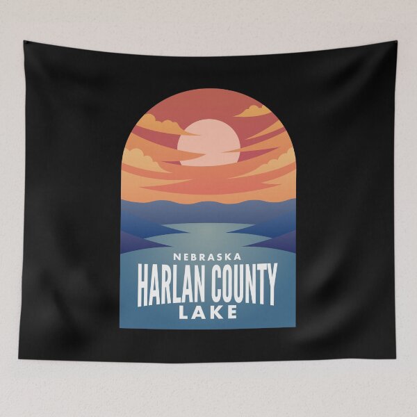 Item preview, Harlan County Lake NB Retro Sunset designed and sold by HalpinDesign.