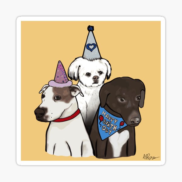 Happy Birthday Pups - Pet Commission 04 Sticker