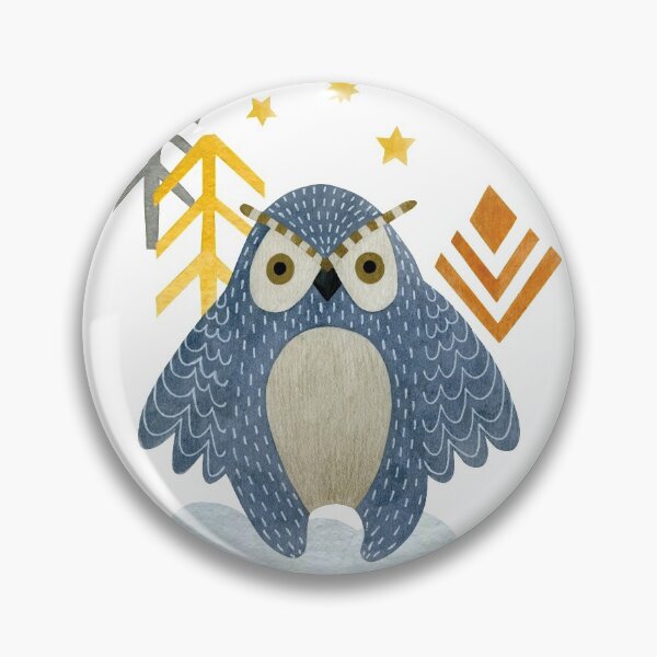 Item preview, Blue night owl in a forest designed and sold by Lolly's Lane Shoppe.