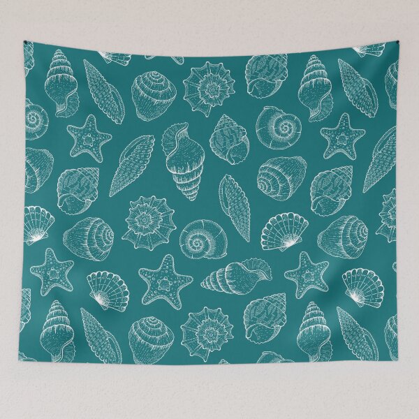 Item preview, Teal Blue Seashell Pattern designed and sold by thelustrous.