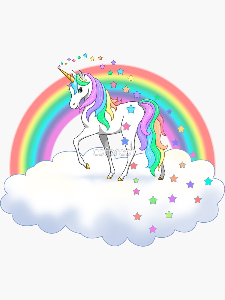 🥇 Vinilos y pegatinas unicornio sobre la nube con estrellas 🥇