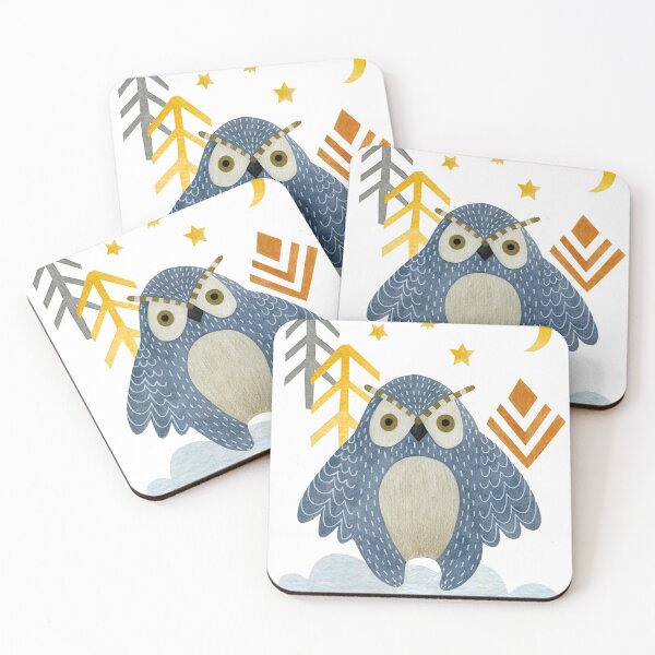 Item preview, Blue night owl in a forest designed and sold by Lolly's Lane Shoppe.