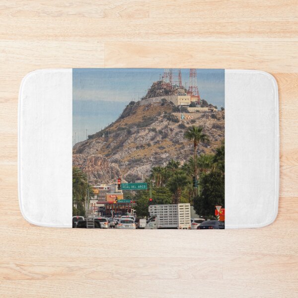 Item preview, General view of Cerro de la Campana and the traffic of cars on the street or Boulevard Colosio on the corner with Boulevard Real del Arco during the month of December 2021 in Hermosillo, Mexico designed and sold by photo1979.