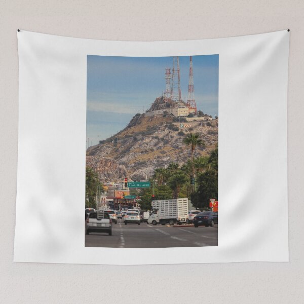 Item preview, General view of Cerro de la Campana and the traffic of cars on the street or Boulevard Colosio on the corner with Boulevard Real del Arco during the month of December 2021 in Hermosillo, Mexico designed and sold by photo1979.