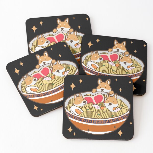 Item preview, Kawaii Dogs Eating Ramen Noodles Japanese Food Anime designed and sold by Paula Helit.
