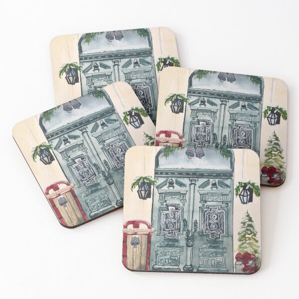 Item preview, Christmas door in Watercolour and Ink designed and sold by wmeeresart.