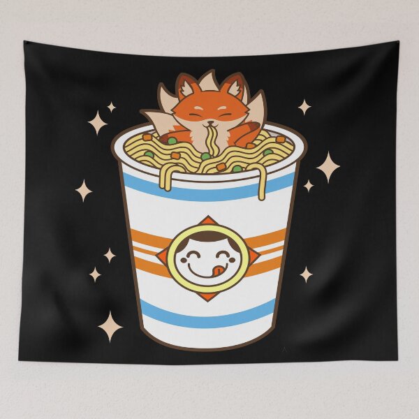 Item preview, Kawaii Fox Eating Ramen Noodles Japanese Food Anime designed and sold by Paula Helit.