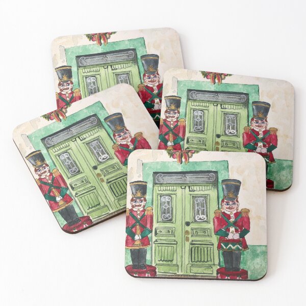 Item preview, Christmas door with Nutcrackers in Watercolour and Ink designed and sold by wmeeresart.