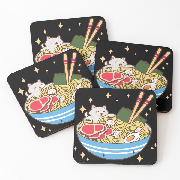 Item preview, Kawaii Cat Eating Ramen Noodles Japanese Food Anime designed and sold by Paula Helit.