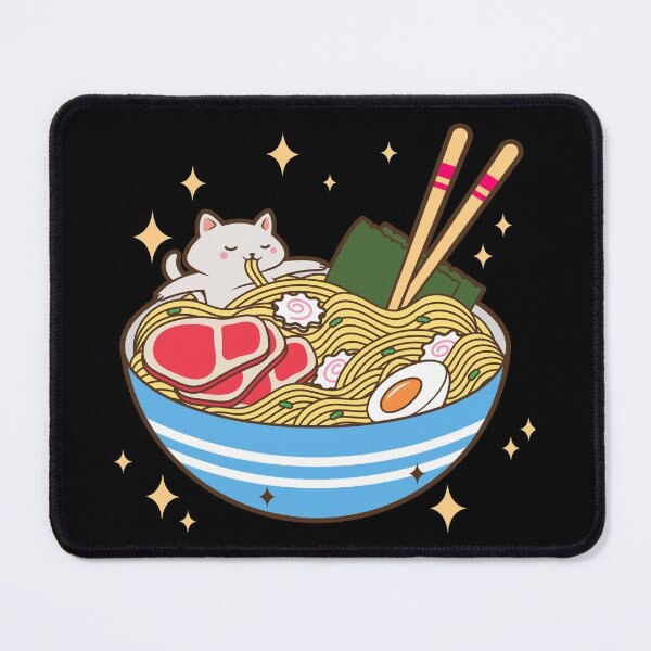Item preview, Kawaii Cat Eating Ramen Noodles Japanese Food Anime designed and sold by Paula Helit.