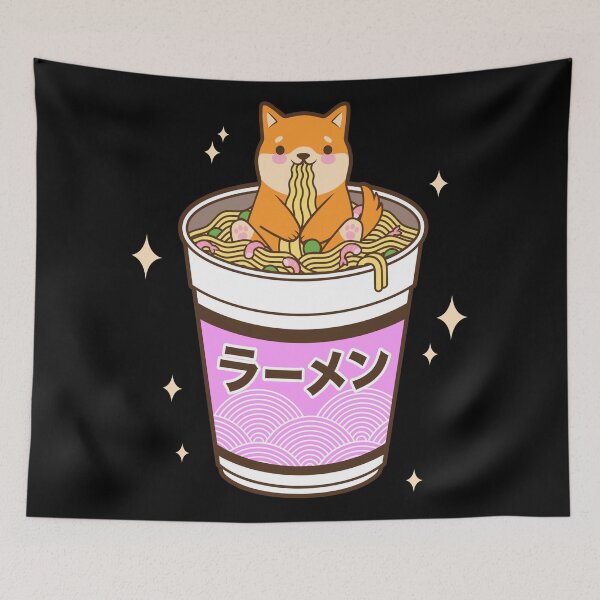 Item preview, Kawaii Dog Eating Ramen Noodles Japanese Food Anime designed and sold by Paula Helit.