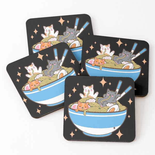 Item preview, Kawaii Cats Eating Ramen Noodles Japanese Food Anime designed and sold by Paula Helit.