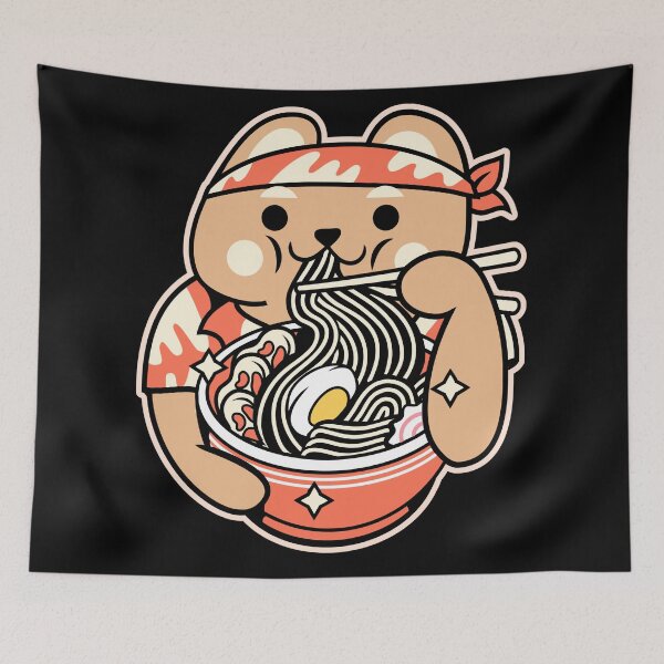 Item preview, Kawaii Cat Eating Ramen Noodles Japanese Food Anime designed and sold by Paula Helit.