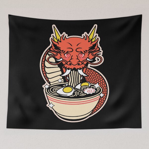 Item preview, Kawaii Dragon Eating Ramen Noodles Japanese Food Anime designed and sold by Paula Helit.