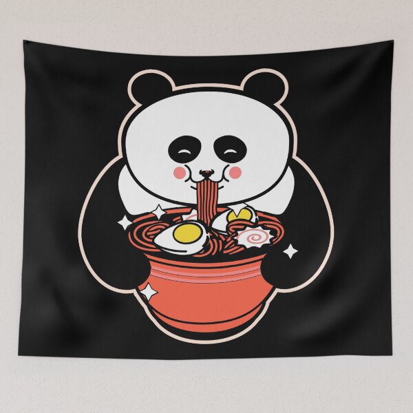 Item preview, Kawaii Panda Eating Ramen Noodles Japanese Food Anime designed and sold by Paula Helit.