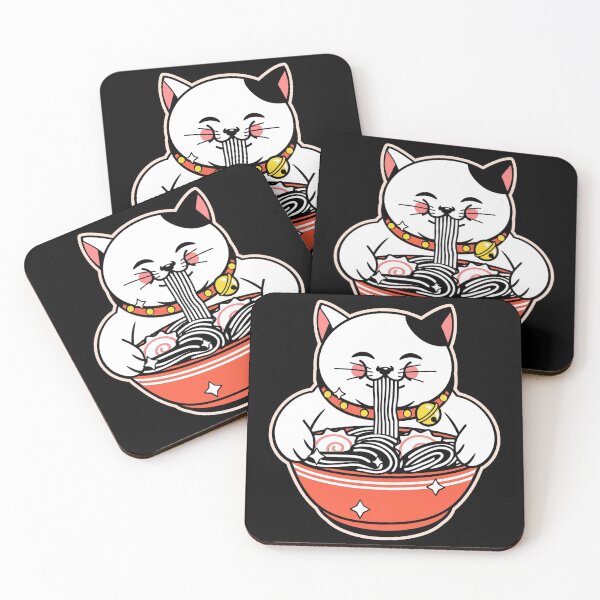 Item preview, Kawaii Cat Eating Ramen Noodles Japanese Food Anime designed and sold by Paula Helit.