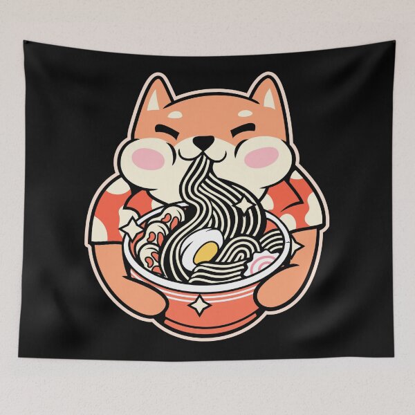 Item preview, Kawaii Cat Eating Ramen Noodles Japanese Food Anime designed and sold by Paula Helit.