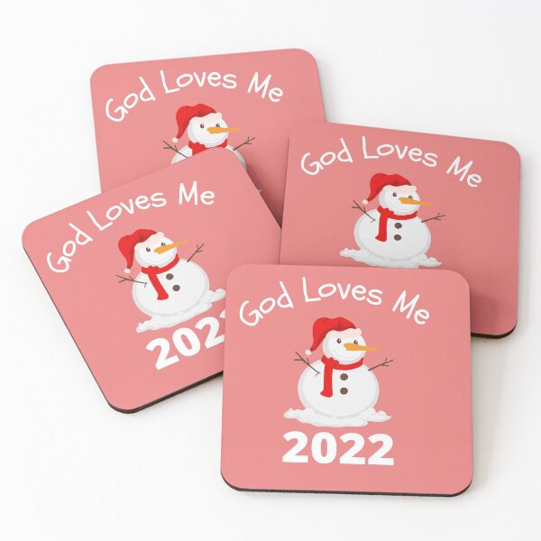 Item preview, God Loves Me Happy new year 2022 with Cute Snow man Affirmation designed and sold by MindsetDesign.