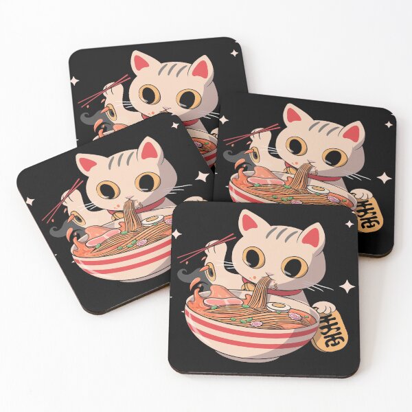Item preview, Kawaii Cat Eating Ramen Noodles Japanese Food Anime designed and sold by Paula Helit.