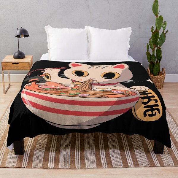 Item preview, Kawaii Cat Eating Ramen Noodles Japanese Food Anime designed and sold by Paula Helit.