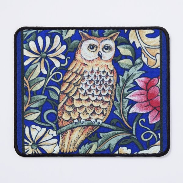 Artikelvorschau, William Morris Eule, Kobaltblau und Beige entworfen und verkauft von Marymarice.