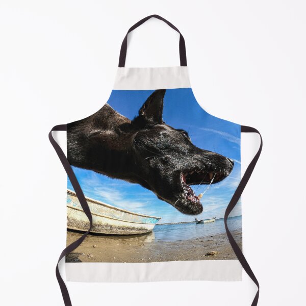 Item preview, A black dog on the beach and a panga or fishing boat from the La Cruz estuary in Kino viejo, Sonora, Mexico. The dog appears to eat the fishing boat and a pelican designed and sold by photo1979.