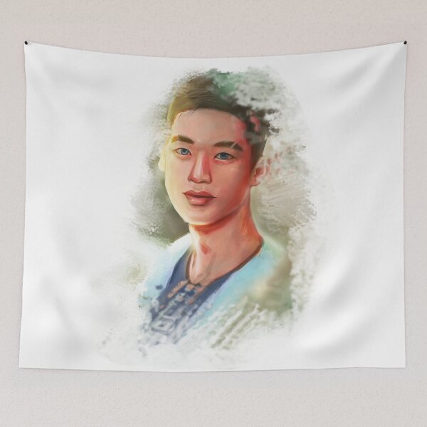 Item preview, Asian guy blue eyes portrait designed and sold by croscreates.