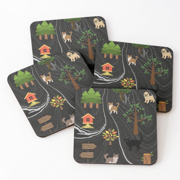 Item preview, Cats and dogs in a dark deep forest designed and sold by Anahit Petrosyan Art Studio & Unique Print Designs for a Gift.