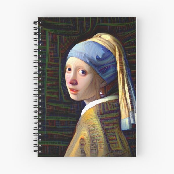 Item preview, Girl with a pearl earring deep dream AI computer generated neural network designed and sold by DeepDreamFiore.