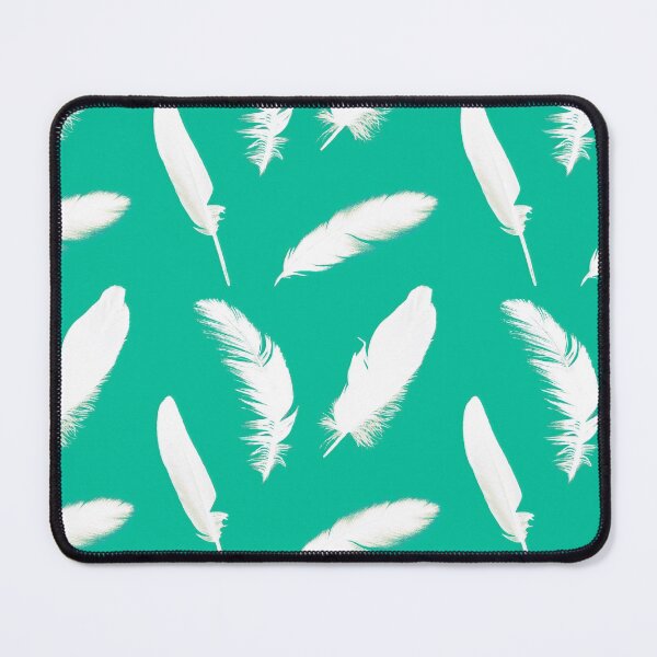 Item preview, White feather print on turquoise designed and sold by Marymarice.