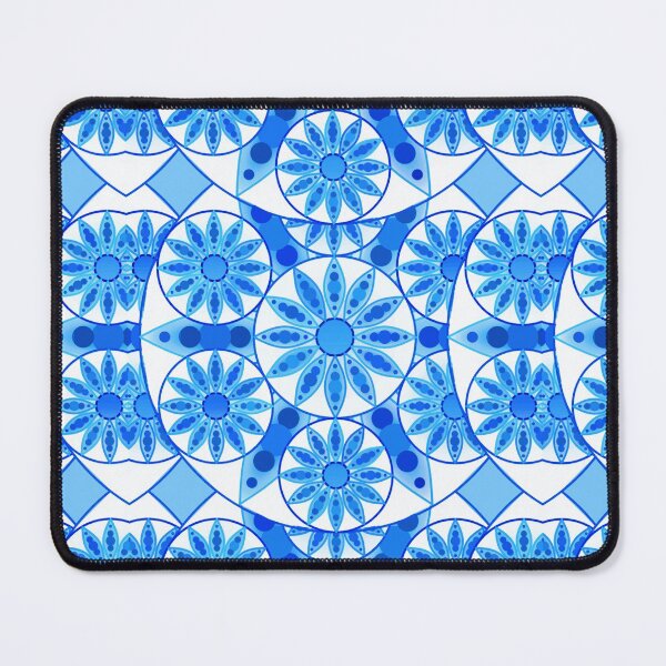 Item preview, Mandala pattern, cobalt blue, turquoise and white designed and sold by Marymarice.