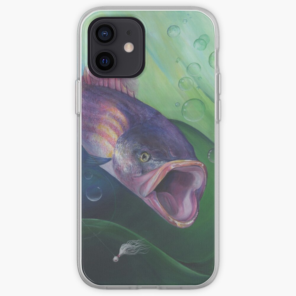 Large Mouth Sea Bass with Lure and Bubbles iPhone Case & Cover
