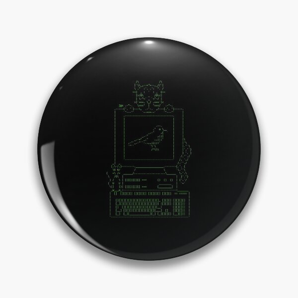 Item preview, Cat on computer screen with birds in and mouse Ascii Art designed and sold by CodingStore  ★★★★★.