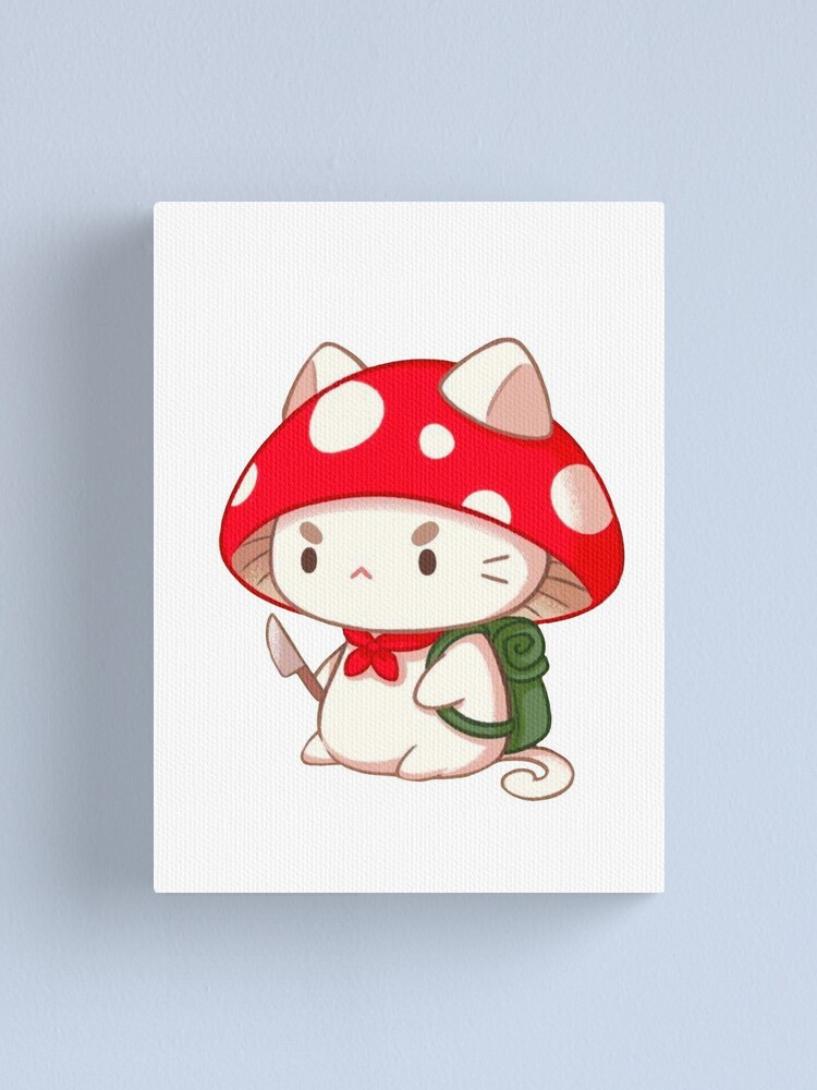 cat with mushroom hat